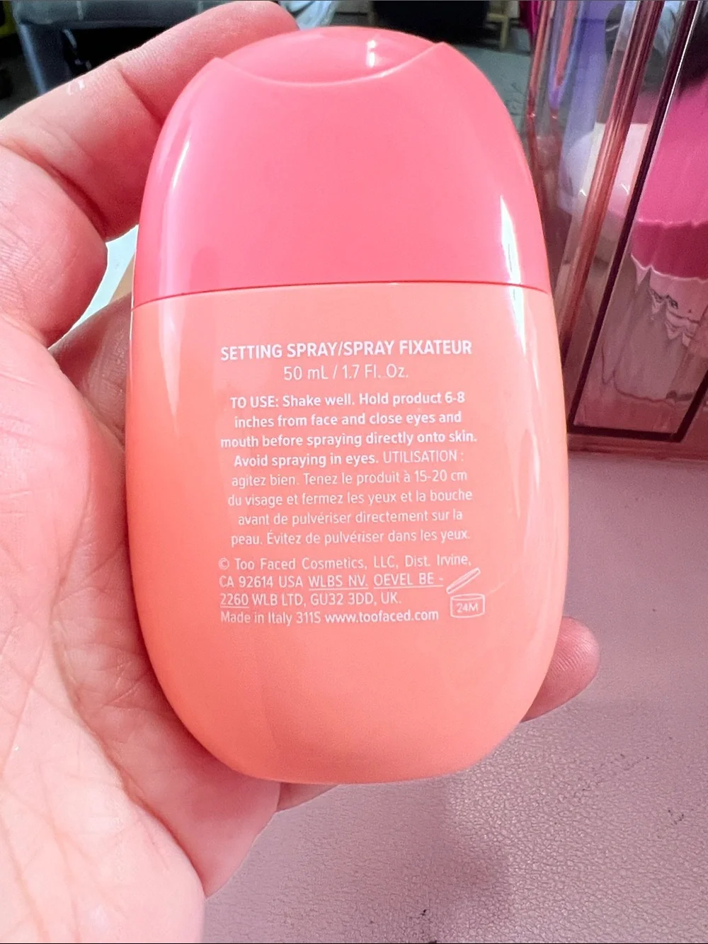 Too Faced Coral & Pink Setting Spray Bottle